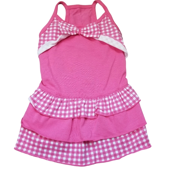 DOG Sundress EAST SIDE COLLECTION Pink & White Checked Size Small Furbaby - Picture 8 of 8
